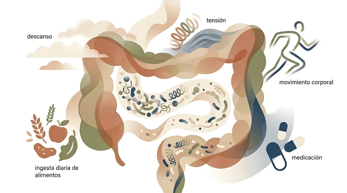 Un ecosistema intestinal cambia moderadamente al variar el descanso, el estrés, el movimiento, la alimentación y la medicación.